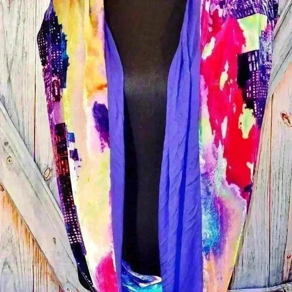 CYNTHIA ROWLEY Womans INFINITY Scarf NYC CITY SCAPE Velour BLUE Jersey 36x20 - Picture 5 of 10